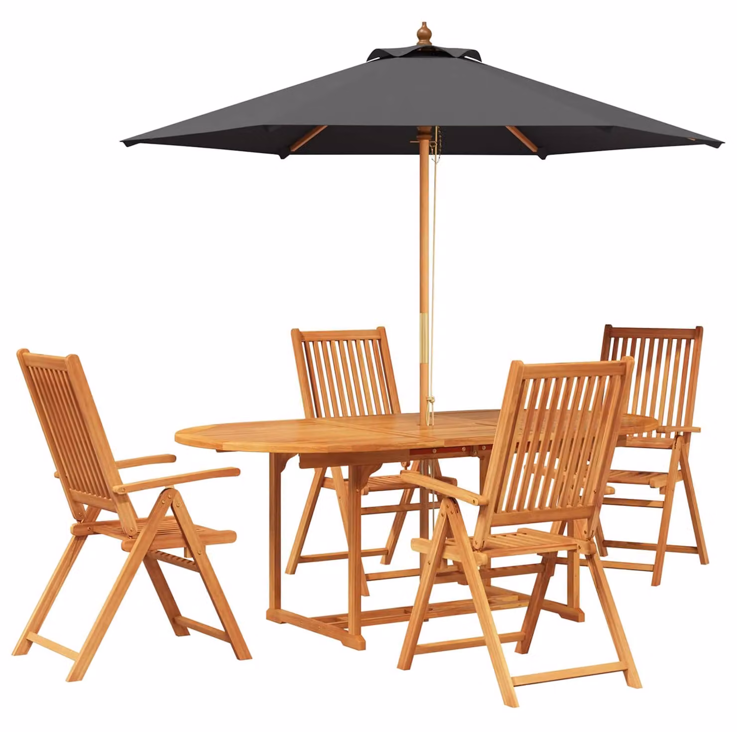 Set da esterno per giardino con ombrellone, composto da 6 sedie e un tavolo per 4 persone