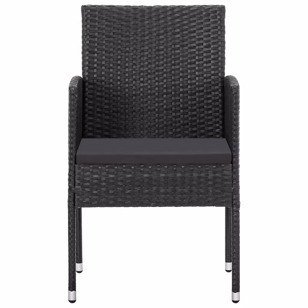 Set di 4 sedie da giardino vidaXL in polyrattan nero con cuscini e braccioli – 2