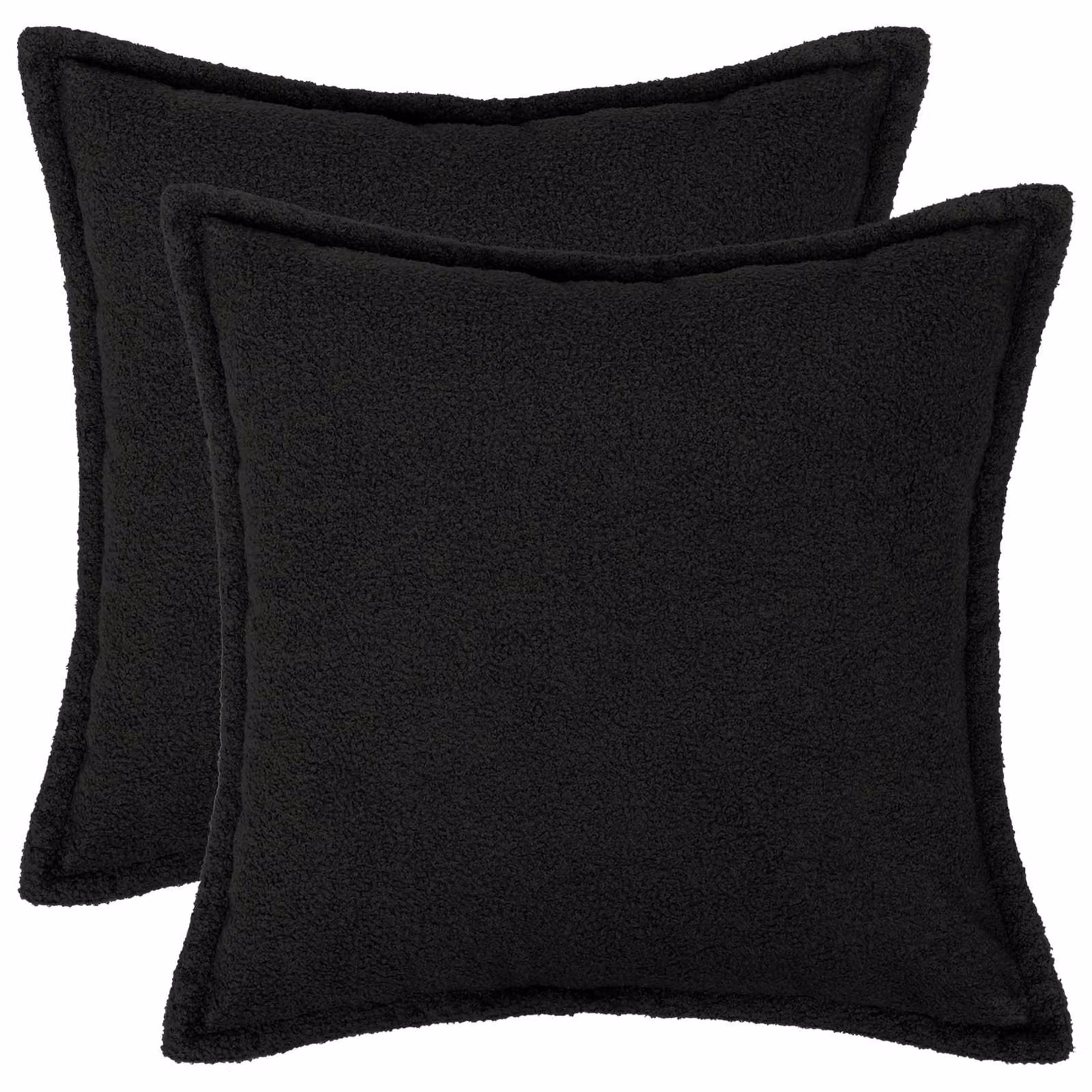 Set di 2 federe vidaXL HOUTEN in tessuto bouclé nero, L 45 x P 45 cm