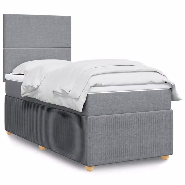 Letto Ibrido vidaXL con Giroletto a Molle e Materasso Grigio Chiaro e Bianco L/P: 80 x 200 cm
