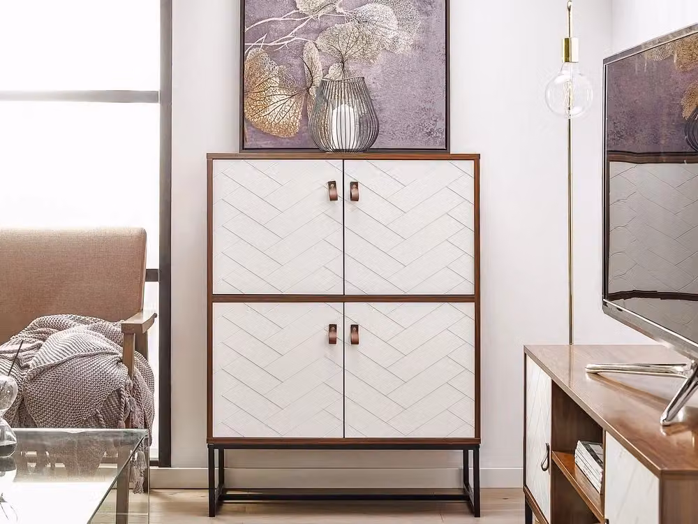 Credenza Beliani in legno scuro e metallo con 4 ante e 2 scomparti, L: 100 cm, H: 76 cm – 2