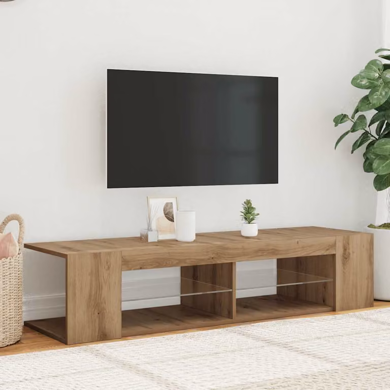 vidaXL Mobile Porta TV Moderno in Legno Marrone con Illuminazione LED Integrata L 90 cm x P 39 cm x H 30 cm