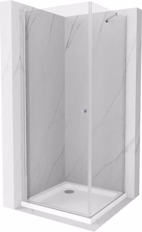 Mexen Pretoria cabina doccia a battente 90 x 90 cm, trasparente, cromo + piatto Flat - 852-090-090-01-00-4010