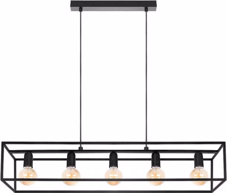 Moderna lampada a sospensione nera Loft Horus 2858/Z-B-5 con 5 punti luce e regolazione in altezza