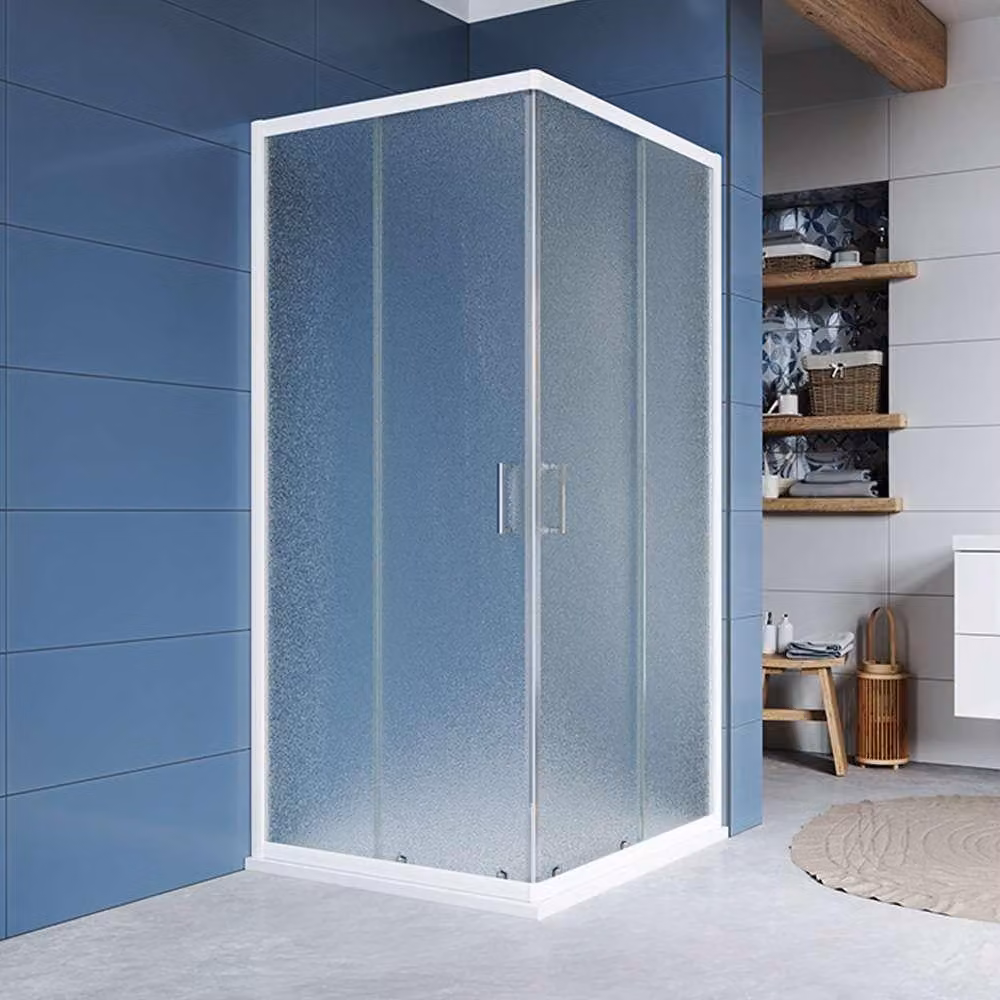 Mereo Cabina doccia, Kora, quadrata, a scomparsa, 80x80 cm, ALU bianco, vetro Grape - CK34111Z