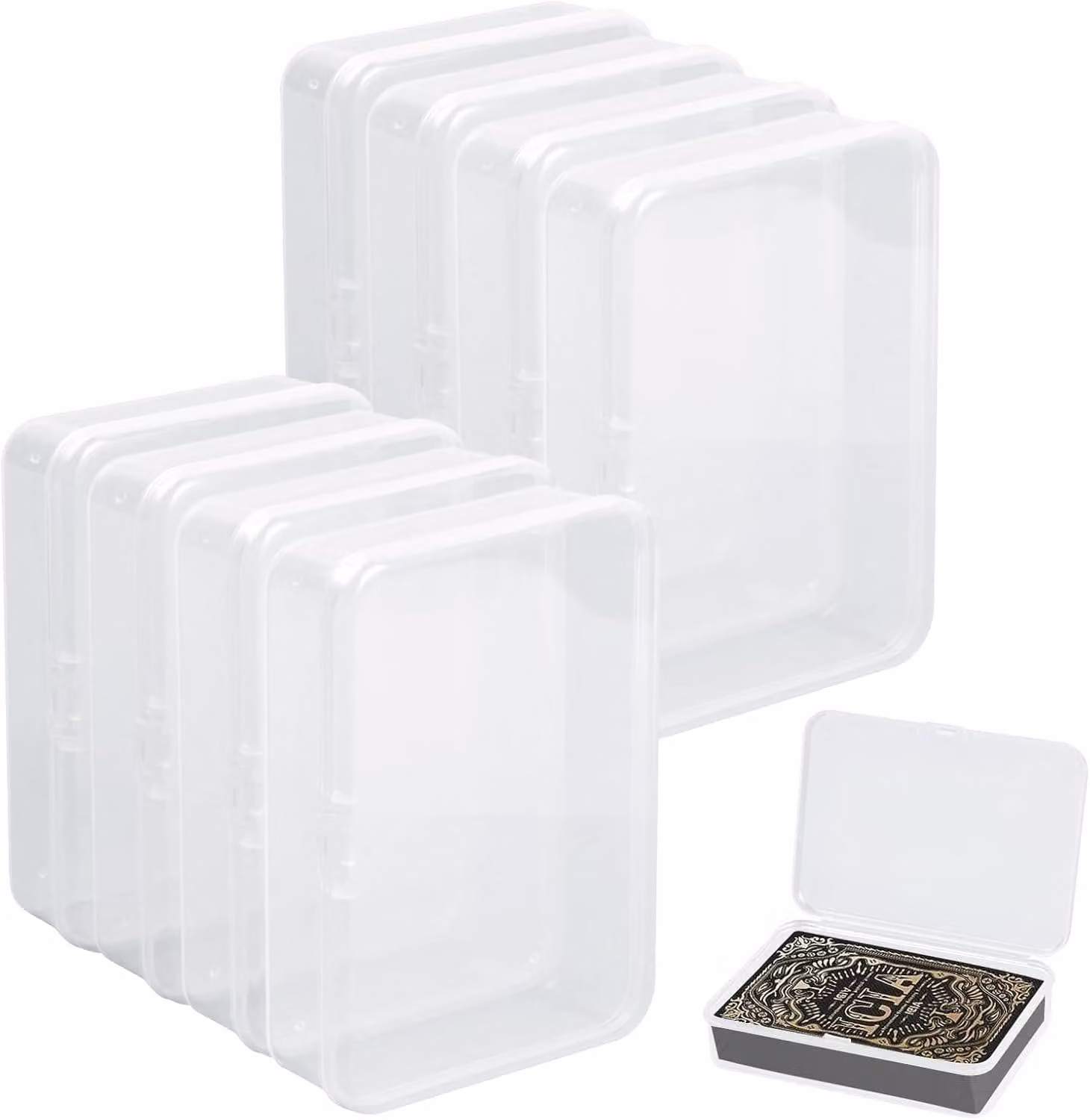 Contenitori trasparenti, 8 pezzi, dimensioni 10,5 x 7,6 x 2,5 cm, ideali per carte e gioielli
