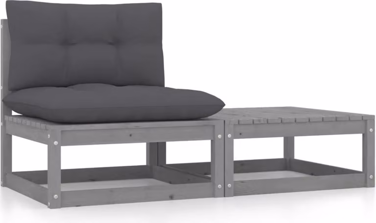 Maison Exclusive - Set da giardino 2 pezzi con cuscini Grigio Legno massello di pino