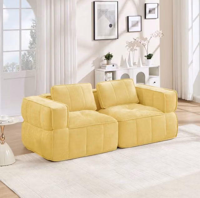 Divano modulare 198x93x67 cm giallo in poliestere; senza montaggio