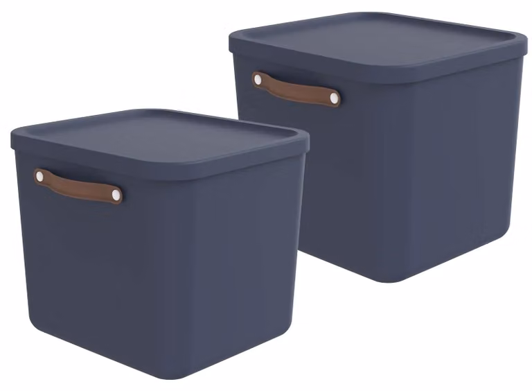 Rotho set di 2 scatole di stoccaggio 40L Maloja - scatola di plastica con coperchio - scatola impilabile 39,5 x 38,0 x 34,0 cm - scatola di plastica organizer multiuso