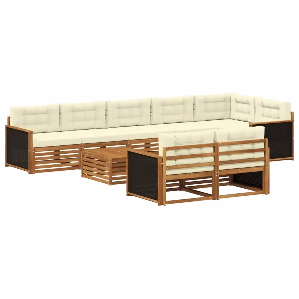 Set di divani da esterno vidaXL a forma di U in legno di acacia beige con cuscini inclusi – 2