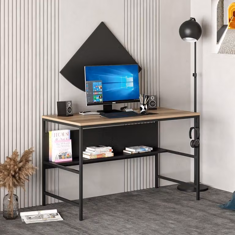 Skye Decor, Greta - 4481 - Dore, Nero, Scrivania, Dore, 100% PANNELLI DI AGGREGATO MELAMMINICO, 120 x 60 x 74 cm