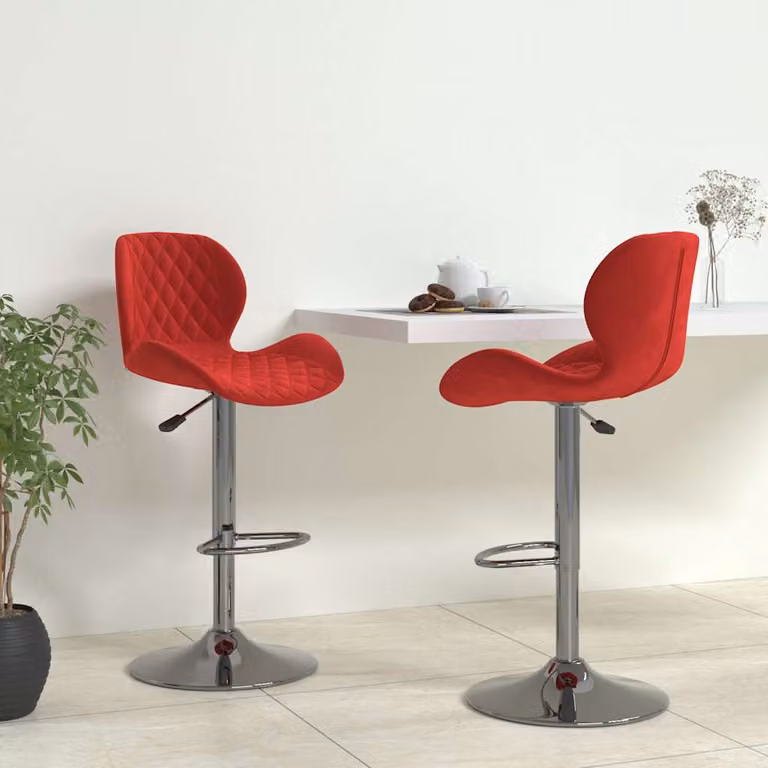Set di 2 sgabelli da bar vidaXL in velluto rosso moderno