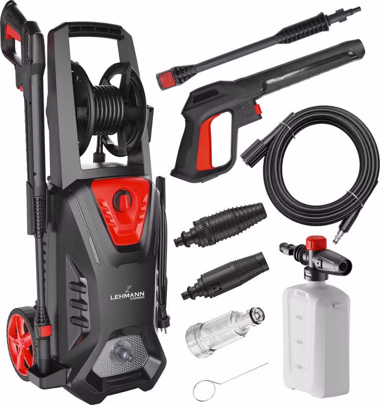 Idropulitrice Lehmann Missouri con pompa ad acqua, 160 bar, 2200 W, 480 l/h, incl. tubo flessibile da 10 m, bottiglia di schiuma e due ugelli