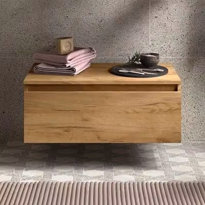 Cassettiera da bagno sospesa Sumo in rovere africa con chiusura soft close, L: 60,8 cm, P: 46 cm, H: 27 cm