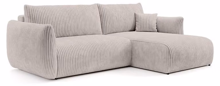 Divano a tre posti con funzione letto, modello Alloro, lato destro, rivestito in tessuto "Maulbeeresche"