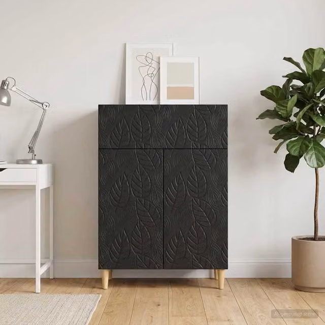 Credenza vidaXL in legno MDF stile vintage, Nero e Marrone, L 66 x P 34,5 x H 90 cm
