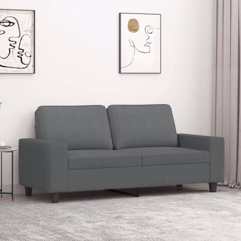 Divano esclusivo a 2 posti, colore grigio scuro, 140 cm, rivestito in tessuto