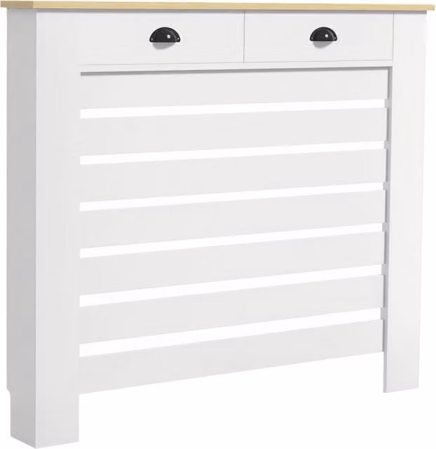 Cassettiera per termosifone Minimal con coperchio in MDF bianco L: 111 cm, P: 19,5 cm, H: 95 cm