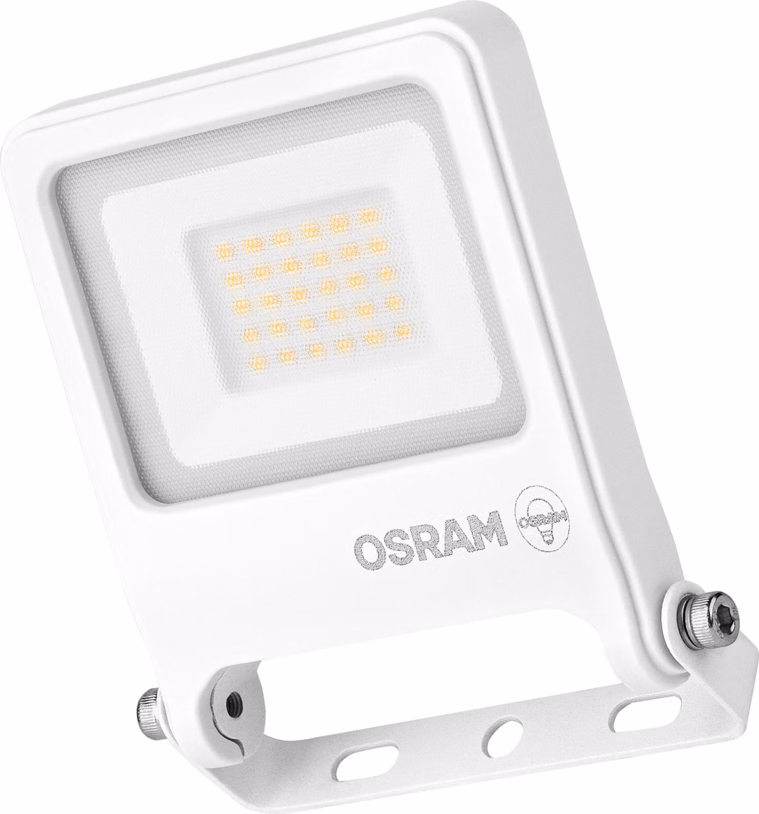 OSRAM ENDURA FLOOD PC 20W, faretto LED, 3000K (bianco caldo), 1800 lumen, faretto IP65 di colore bianco, con supporto orientabile a 180°, colore bianco