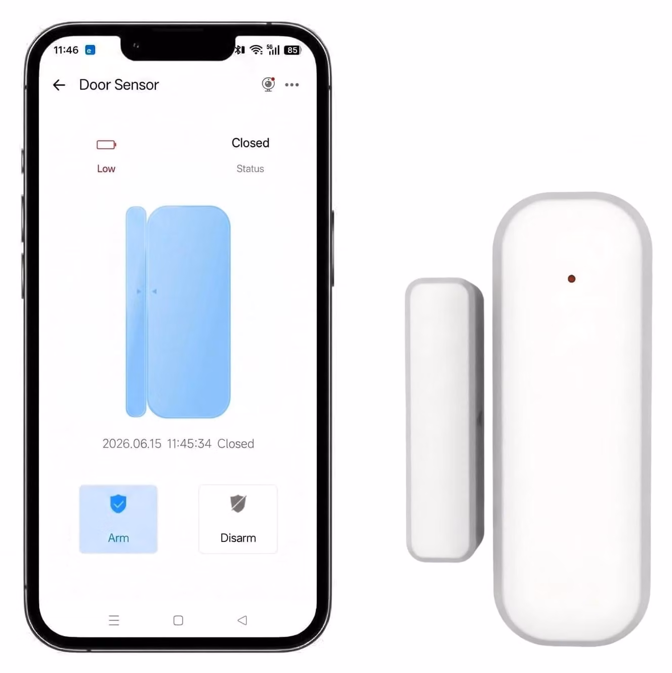 Sensore porta WiFi - Sensore apertura porta e finestra - Notifiche push - 2,4 GHz - App eWeLink