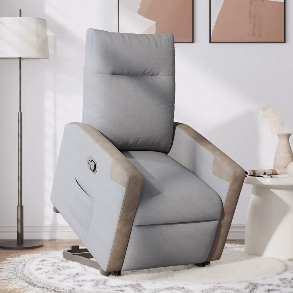 Poltrona Alzapersona Reclinabile con Assistenza Elettrica vidaXL Grigio con Braccioli e Imbottitura in Schiuma – 2