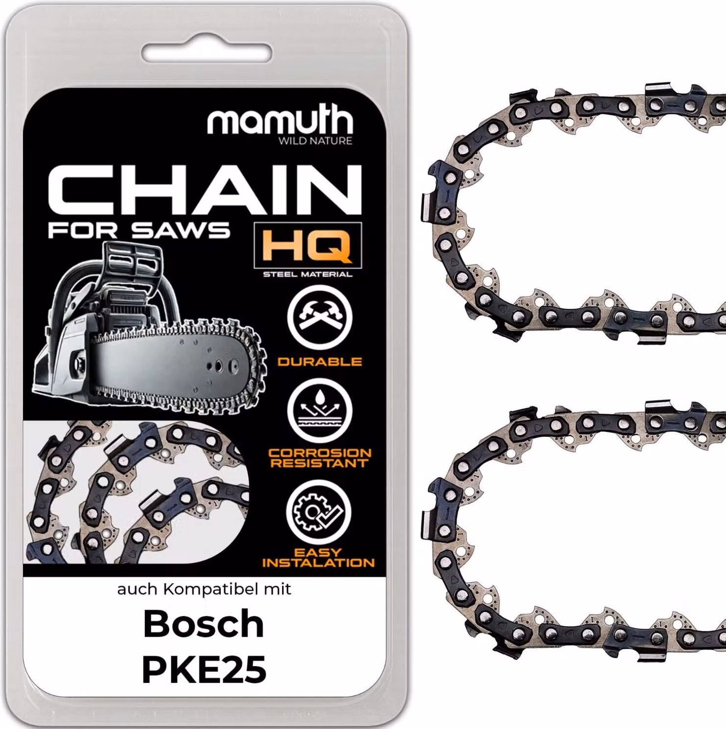 2x catena per motosega 35cm 1,3mm 3/8" 52 TG per Bosch PKE25