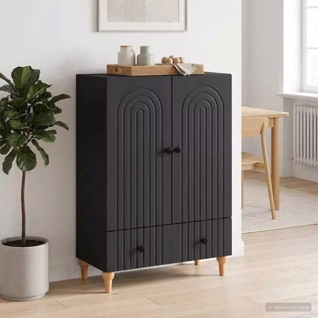 Credenza moderna vidaXL in legno MDF nero L 66 cm, P 34,5 cm, H 95 cm