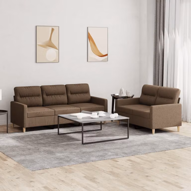 Maison Exclusive - Set divano a 2 posti con cuscini in tessuto marrone