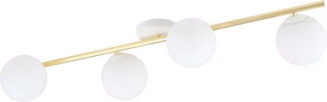 Plafoniera Emibig Splendi 4 in metallo e vetro, colore oro e bianco, con 4 lampadine E14, diametro 100 cm