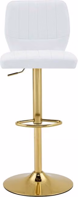 Sgabello da bar Chicfurn regolabile con schienale e rotazione 360 gradi in similpelle bianca e oro