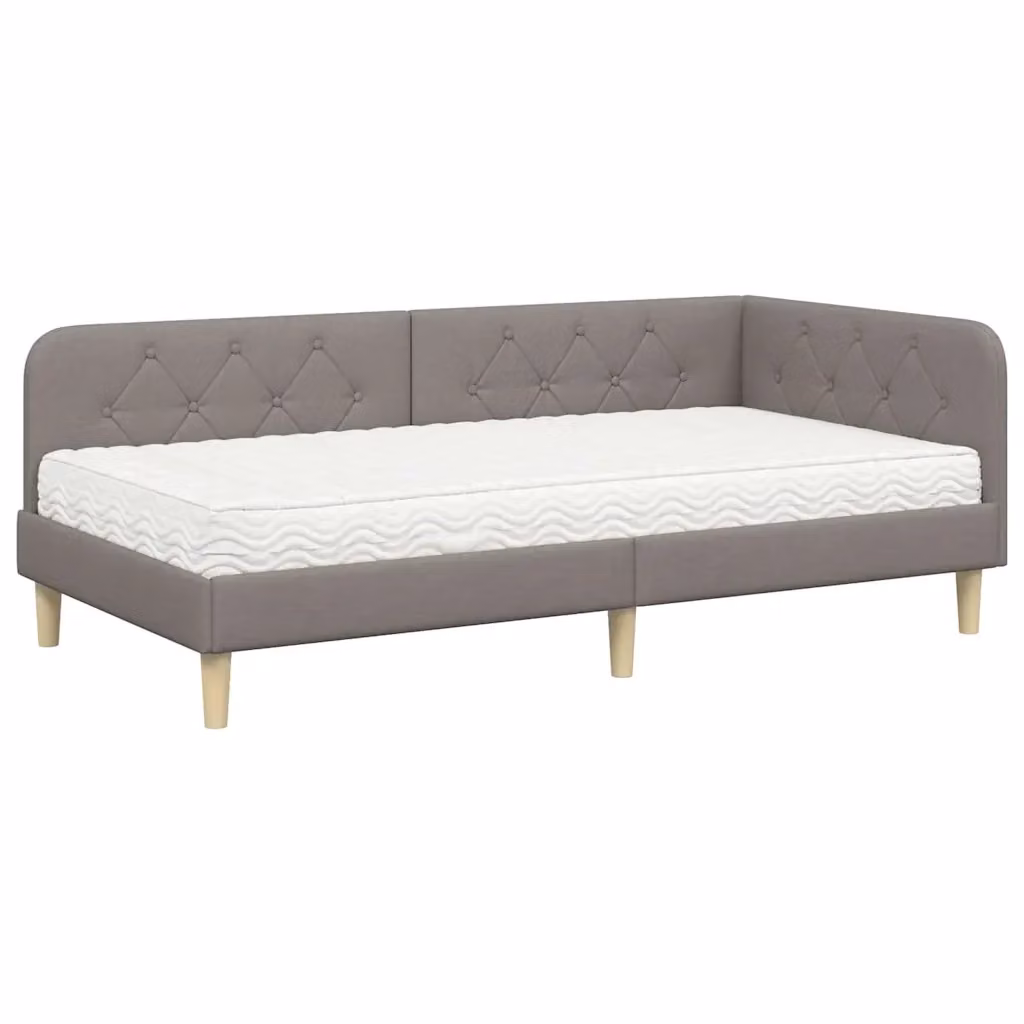 Letto ad angolo moderno vidaXL in tessuto beige o grigio, L/P/H: 194 x 90 x 140 cm – 2
