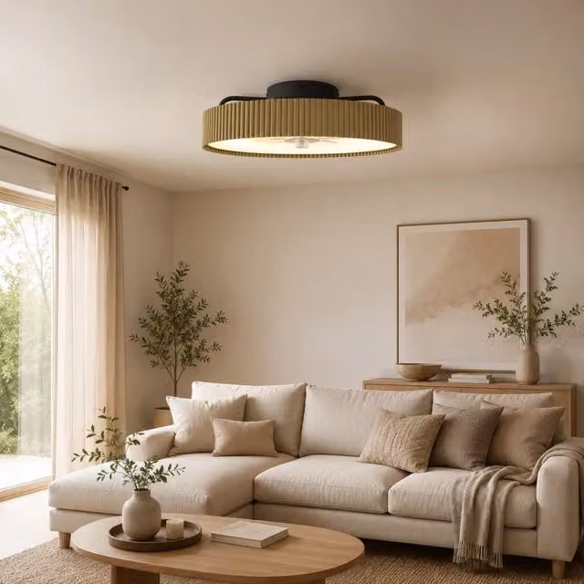 Ventilatore da soffitto con luce LED e telecomando THOMSON ALMA beige e trasparente – 1