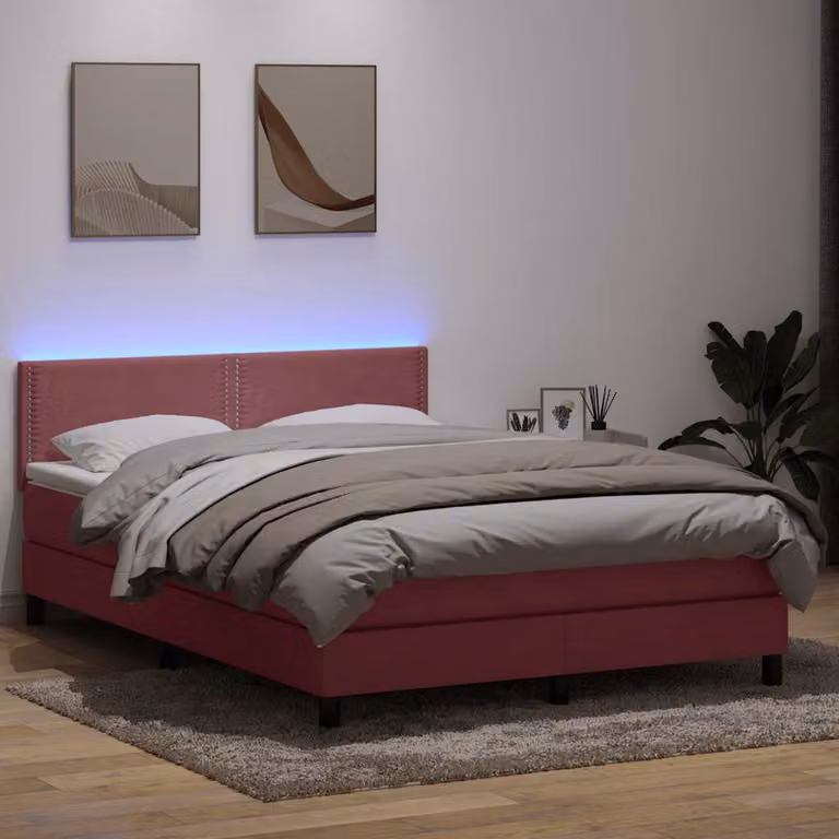 Maison Exclusive - Letto a Molle con Materasso e LED Rosa 160x210 cm in Velluto