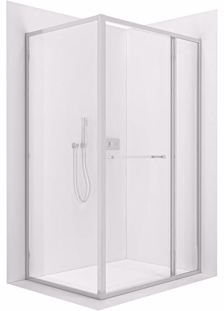 CERANO - Box doccia Versaro L/P - 6 mm - cromato, vetro trasparente - 120x80 cm - a scorrimento