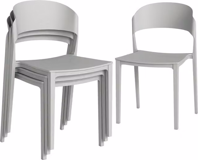Set di 4 sedie da giardino impilabili Outsunny in plastica grigia resistente alle intemperie