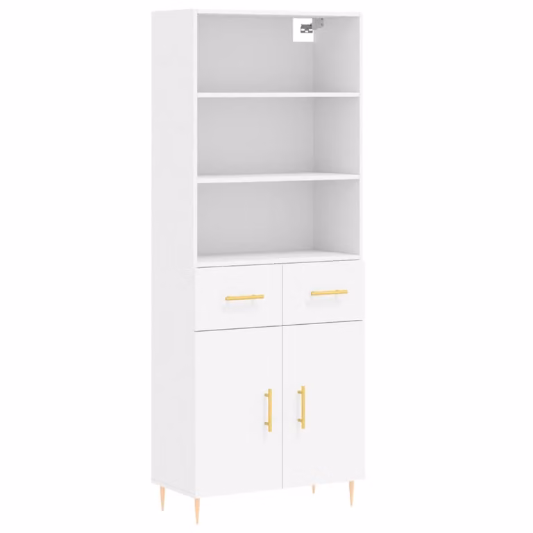 Credenza Bianca 69,5x34x180 cm in Legno Multistrato