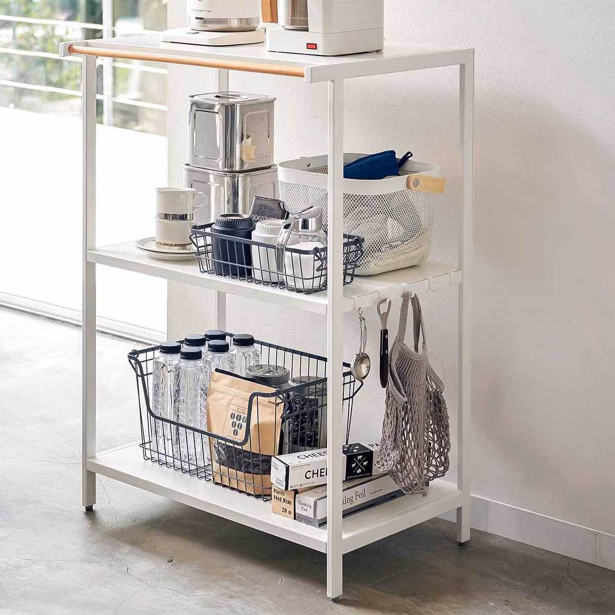Yamazaki scaffale da cucina in piedi in metallo bianco 3 livelli 60x90x46cm "TOWER"