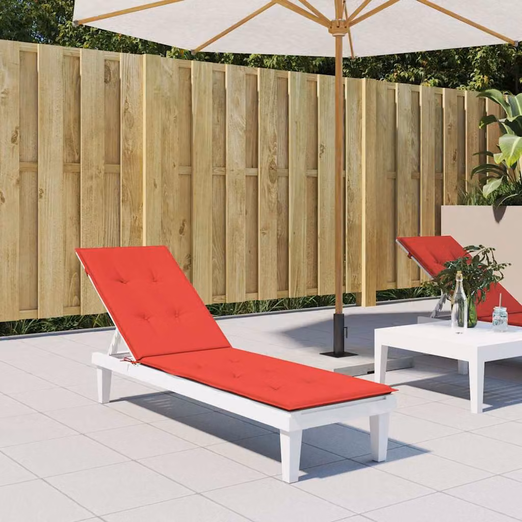 Cuscino per Sdraio vidaXL Rosso con Imbottitura in Schiuma e Tessuto Idrorepellente L: 105 cm, P: 50 cm, H: 4 cm