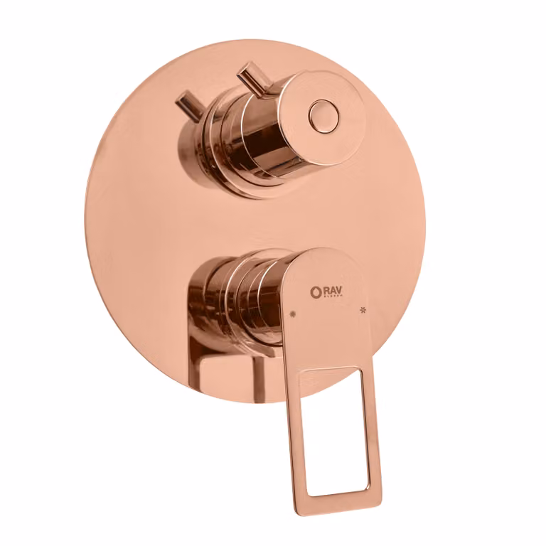 Slezák-RAV Miscelatore 3 vie da incasso per vasca/doccia con interruttore NIL - rosa dorato - lucido, Colore: ROSA DORATO - lucido , Finitura superficiale: PVD