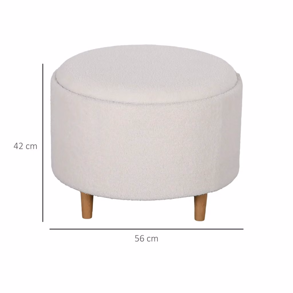 Pouf contenitore rotondo REDOM bianco in tessuto, L/P/H: 56 x 56 x 42 cm – 2