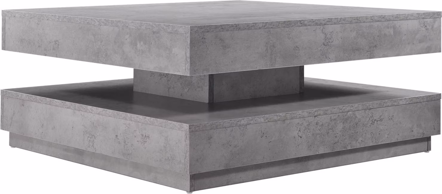 In And OutdoorMatch Tavolino Nyasia - Con piano d'appoggio girevole - Aspetto concreto - Truciolato - Design moderno
