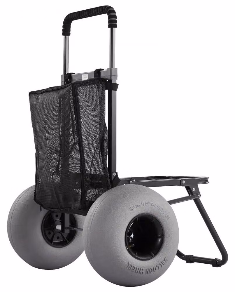 Carrello da spiaggia nero - Capacità di carico: 75 kg - Pneumatici gonfiabili da 30 cm - Carrello pieghevole