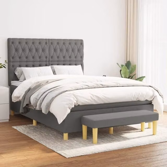 Letto Ibrido con Giroletto a Molle e Materasso vidaXL, Grigio e Bianco, L/P/H: 140 x 190 x 128 cm – 1