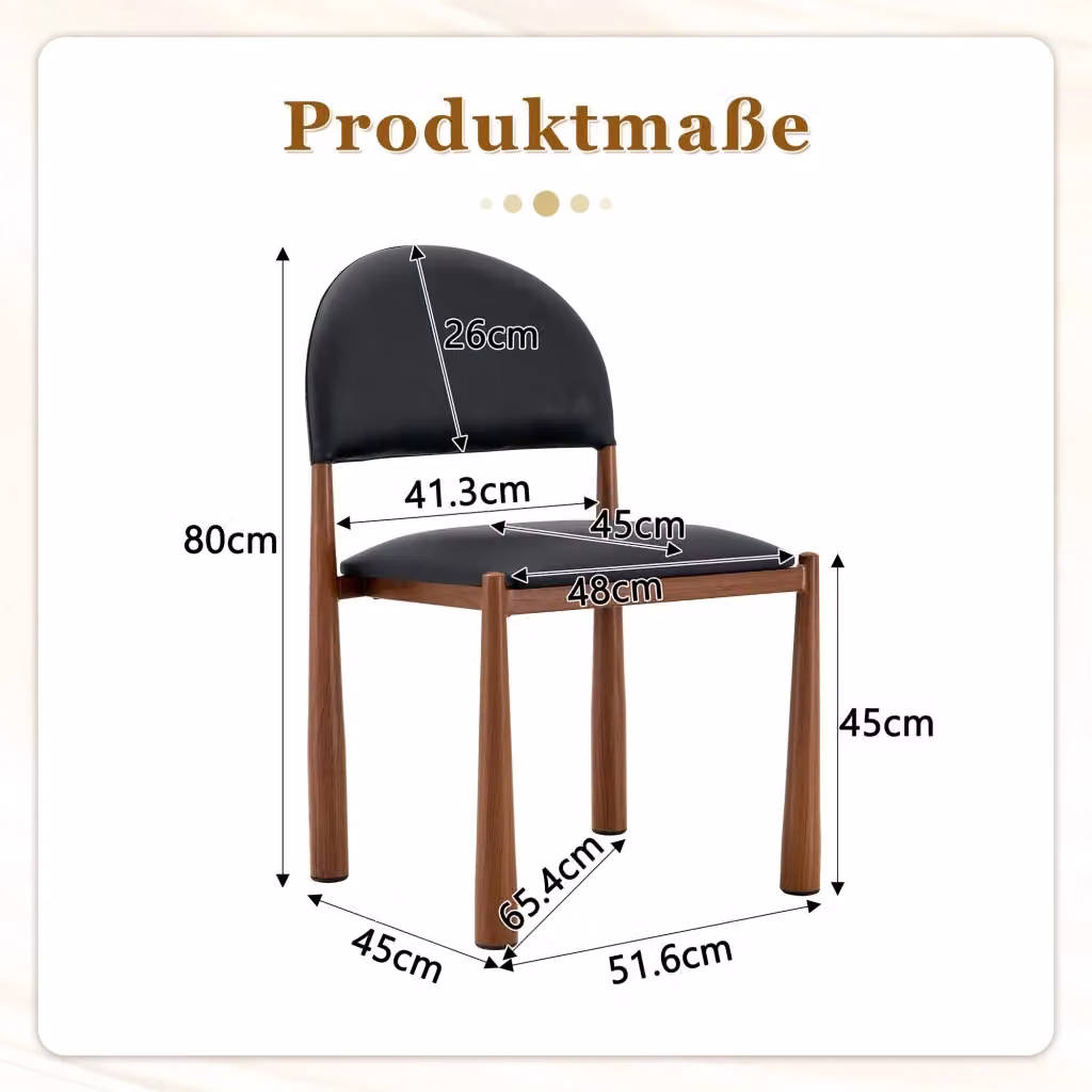 Set da 2 sedie da pranzo REDOM moderne in ecopelle nera con struttura in metallo – 2