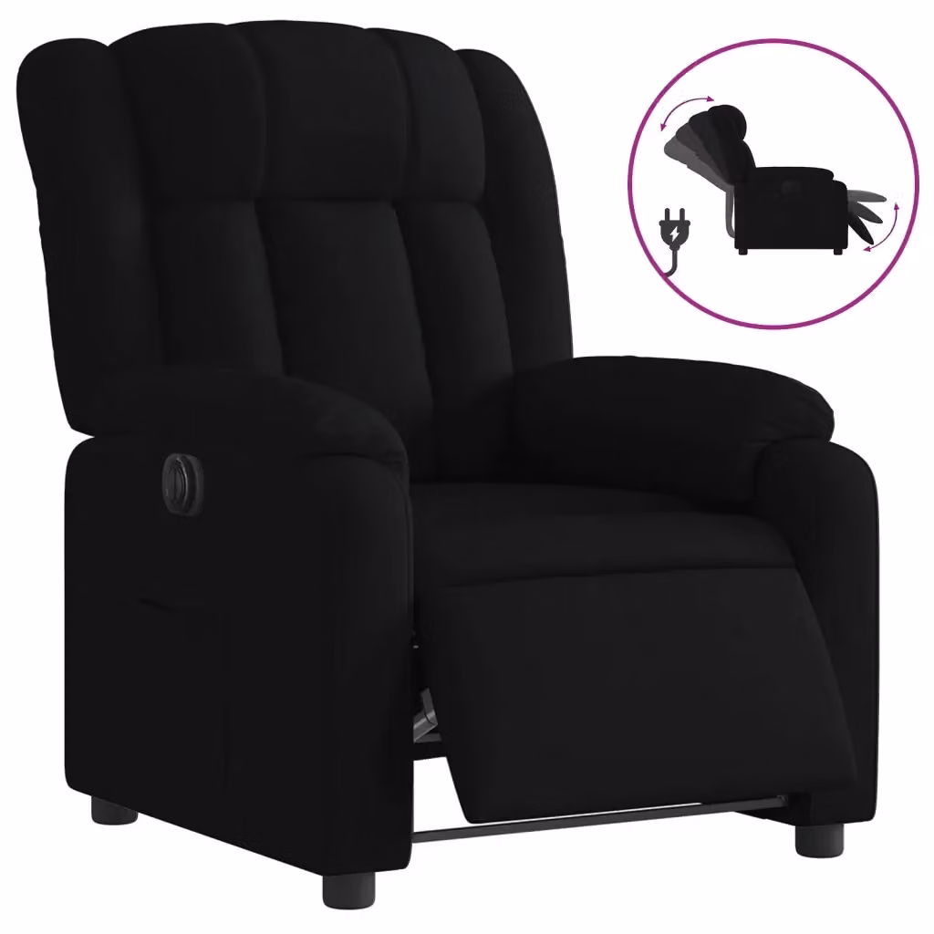 Poltrona Reclinabile Elettrica vidaXL in Tessuto Nero con Braccioli e Funzione Relax – 2