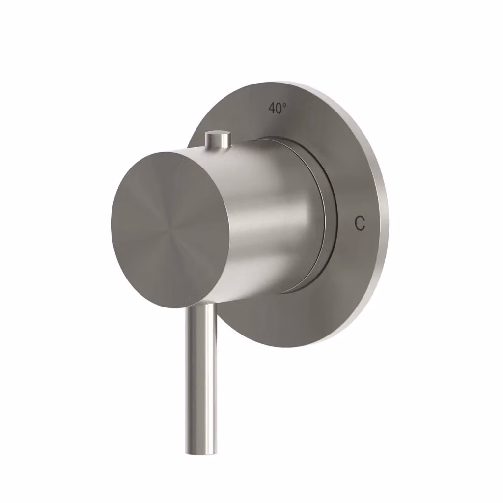 Miscelatore termostatico per doccia a muro SINED Modello LEVANTE in acciaio inox 316L satinato argento – 2