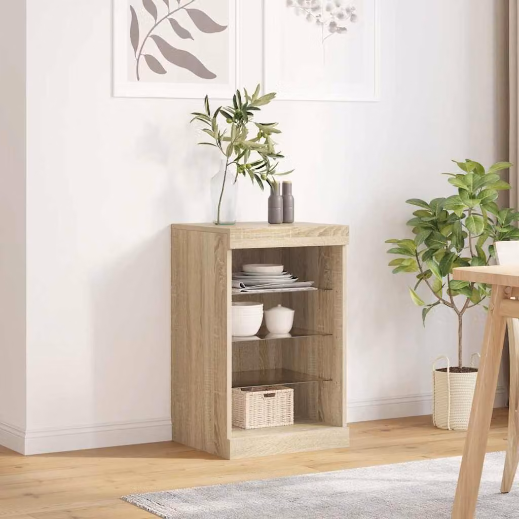 Credenza moderna vidaXL con luci LED in rovere sonoma, L 41 cm x P 37 cm x H 67 cm