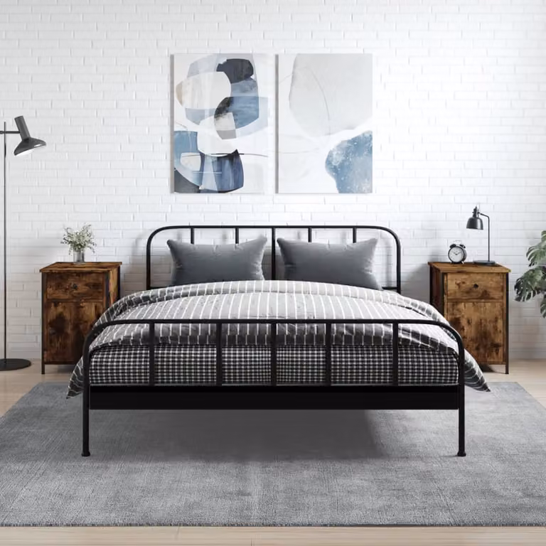 Set di 2 comodini moderni vidaXL in legno multistrato color rovere fumo L/P/H: 40 x 42 x 60 cm