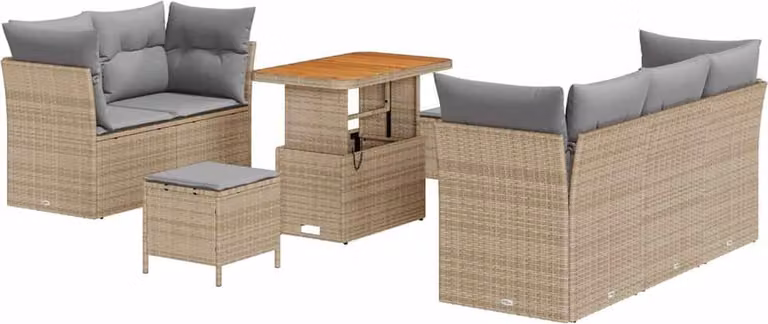 Set Divano da Giardino 8 pcs Beige polyrattan