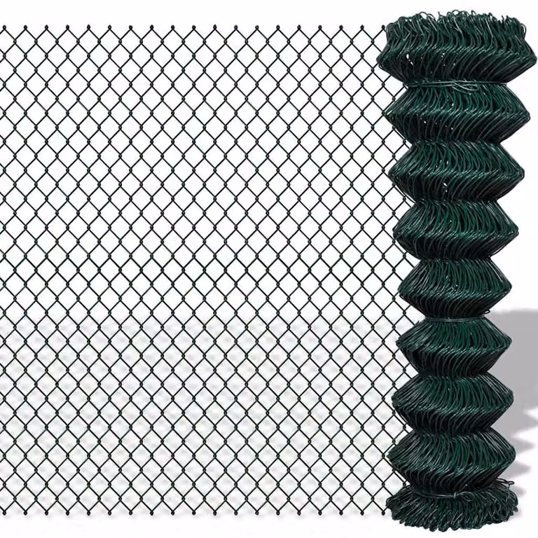 Recinzione a rete in acciaio rivestita in PVC vidaXL, Verde, L: 15 m, H: 1,5 m